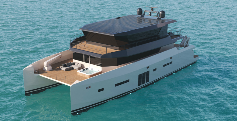 Archipelago 80 yacht with solar panels