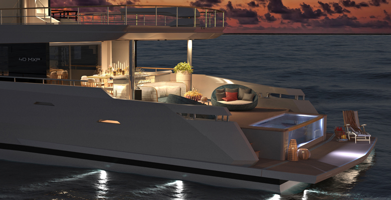 the Numarine 40MXP yacht has extra alfresco space aft