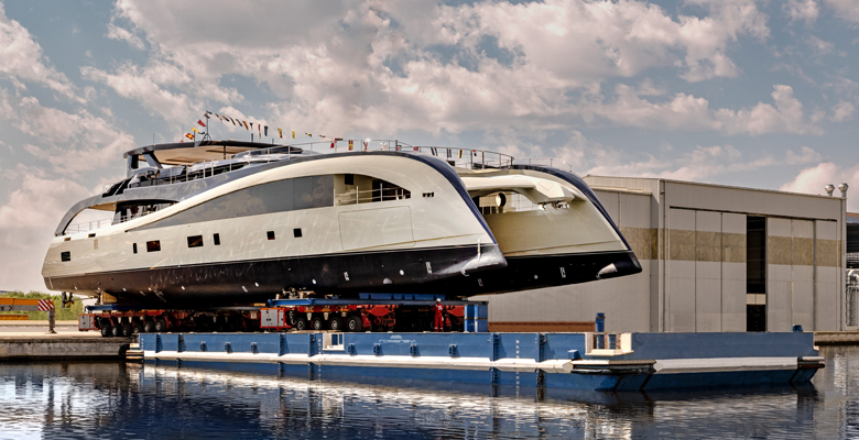 the yacht Seawolf X prior to launch