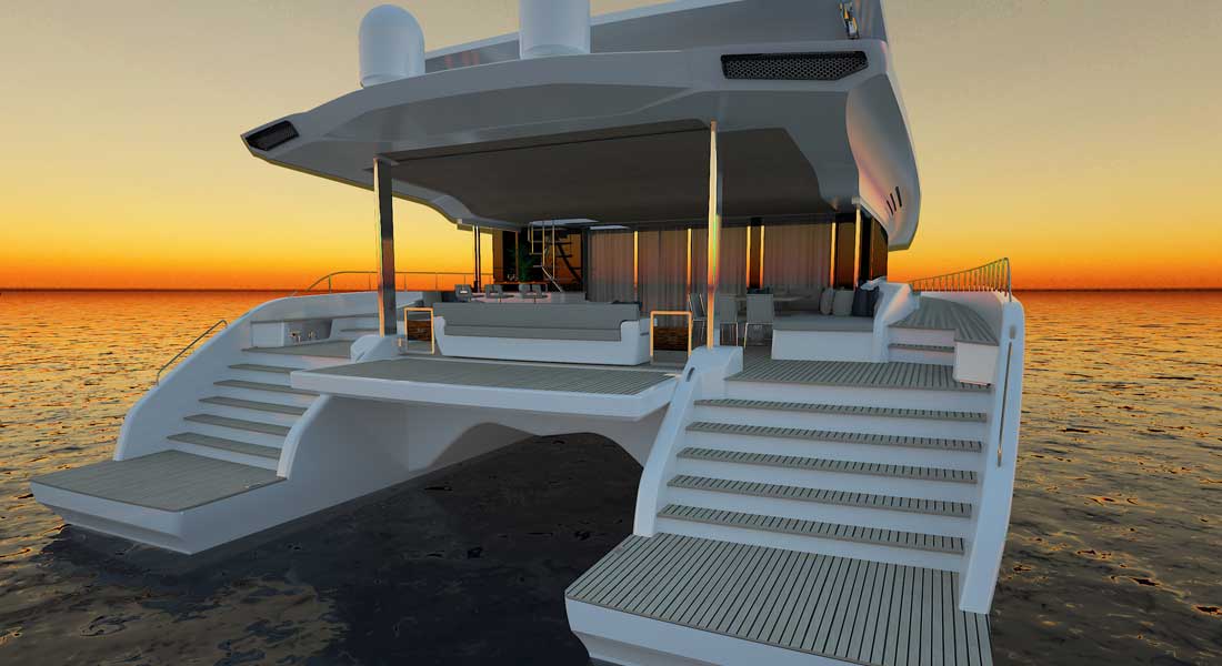 Silent Yachts megayacht catamaran Silent 80 aft view