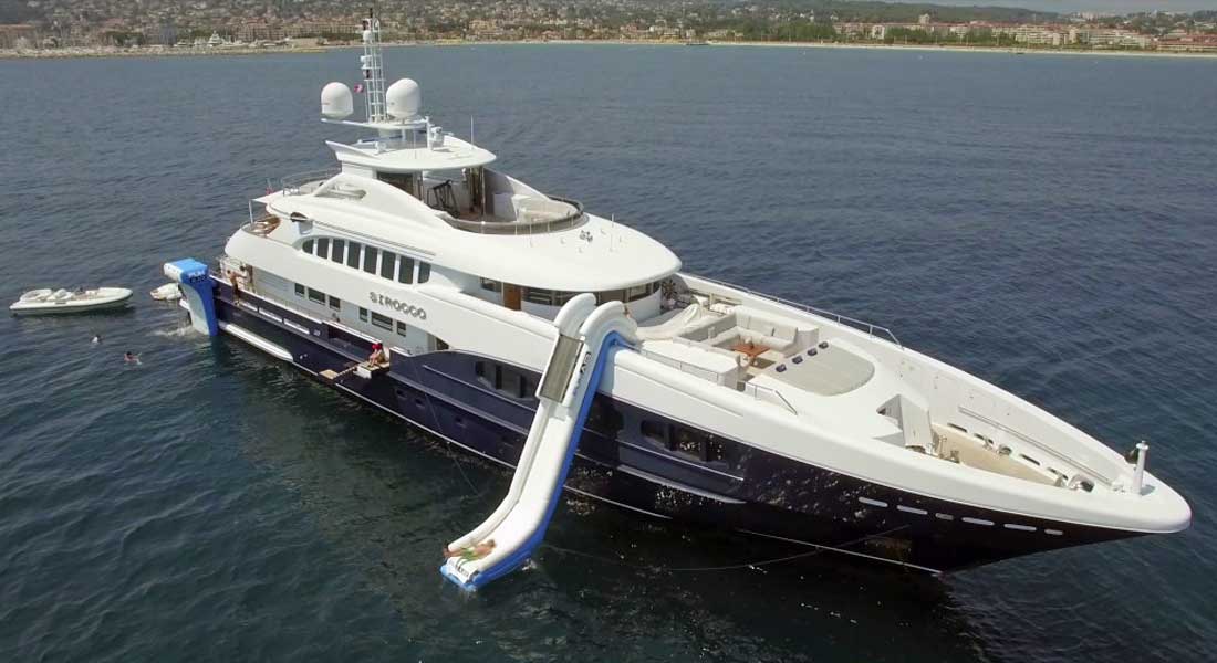 superyacht Sirocco deploys her FunAir slide